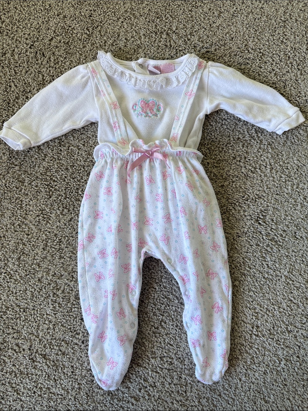 Vintage 90s | Baby Girl Suspenders Set | 3-6 months